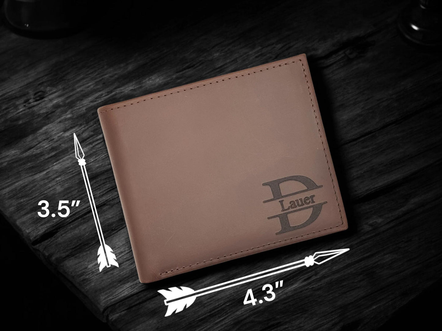 Handwriting Engraved Leather Wallet, Personalized Keepsake for Men